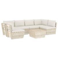 vidaXL 7-delige Loungeset met kussens pallet vurenhout