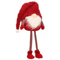 Decoratie gnome/kabouter pop - H55 cm - rood - kerstman pop   - - thumbnail