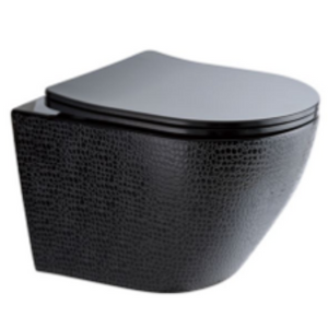 Sanigoods Star Croco toiletpot randloos met zitting matzwart