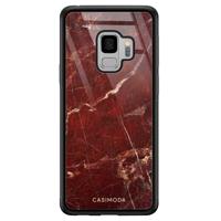 Samsung Galaxy S9 glazen hardcase - Marmer rood