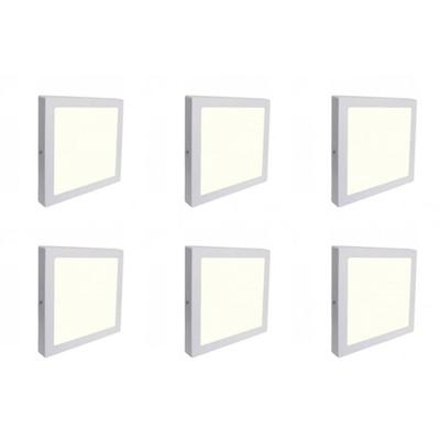LED Downlight 6 Pack - Opbouw Vierkant 18W - Natuurlijk Wit 4200K - Mat Wit Aluminium - 225mm LED Downlight 6 Pack - Opbouw Vierkant 18W - Natuurlijk Wit 4200K - Mat Wit Aluminium - 225mm