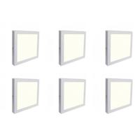 LED Downlight 6 Pack - Opbouw Vierkant 18W - Natuurlijk Wit 4200K - Mat Wit Aluminium - 225mm