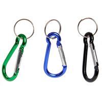 ® 12 kleurrijke kliksluiting karabijnhaak van geanodiseerd aluminium met sleutelring 6cm