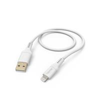 Hama Kabel Flexible USB 2.0 A stekker - Lightning oplaadstekker (480 Mbit/s, siliconen, 2,4 A, 1,5 m) wit