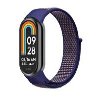 By Qubix - Sport loop nylon bandje - Donkerblauw gemêleerd - Compatible met Xiaomi Smart Band 8 & 9 - Compatible Xiaomi bandje
