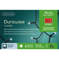 2x stuks kerstverlichting twinkle op batterij helder wit buiten 96 lampjes