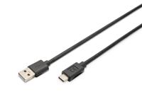 Digitus USB-kabel USB 2.0 USB-C stekker, USB-A stekker 3.00 m Zwart Afgeschermd (dubbel), Stekker past op beide manieren AK-300148-030-S