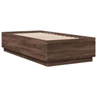 vidaXL Bedframe bewerkt hout bruin eikenkleur 90x190 cm, bed, bed ombouw, boxspring, bedbodem, slaapkamermeubel, eenpersoonsbed, 1 persoonsbed