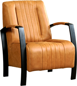 Cognac leren industriële stalen fauteuil Glamour - Vintage Leer Cognac (cognac leer)