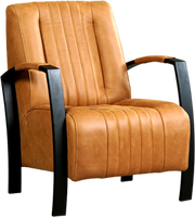 Cognac leren industriële stalen fauteuil Glamour - Vintage Leer Cognac (cognac leer) - thumbnail