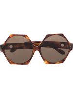 Linda Farrow lunettes de soleil à monture carrée - Marron