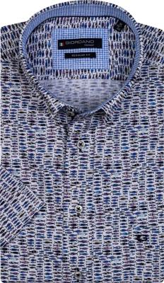 Giordano Heren Overhemd Wit Met Paars Blauwe Vissen Satijn Regular Fit Giordano Heren Overhemd Wit Met Paars Blauwe Vissen Satijn Regular Fit