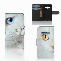 Samsung Galaxy Trend 2 Telefoonhoesje met Pasjes Witte Kat
