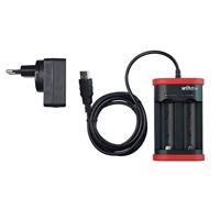 Wiha Cargador para baterías tipo 18500 de iones de litio con USB y euroconector (41915)
