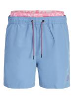 Jack & Jones Jack & Jones Heren Zwemshorts JPSTFIJI Dubbele Waistband Effen Lichtblauw/Neon Roze