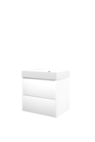 Proline polystone Loft wastafelonderkast met 2 lades en polystone wastafel met 1 kraangat 60 x 62 x 46 cm, mat wit / glanzend wit