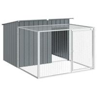 vidaXL Hondenhok met ren 153x194x110 cm staal antracietkleurig, hondenkennel, hondenverblijf, huisdierenhok, hondenbench, dierenverblijf
