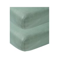 Meyco jersey hoeslaken 2-pack wieg stone green Maat