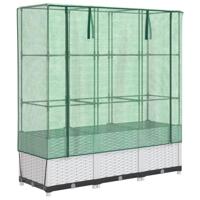 vidaXL Plantenbak verhoogd met kashoes 120x40x138 cm rattanlook, plantenbak, bloembak, grote bloempot buiten, plantenbak buiten, bloempot buiten