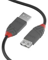 LINDY 36703 2 m USB 2.0 type A verlengkabel, antraciet