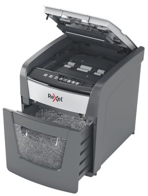 Rexel Optimum AutoFeed+ 50X Papierversnipperaar 50 vellen Cross cut 4 x 28 mm P-4 20 l Ook geschikt voor Paperclips, Nietjes, Creditcards