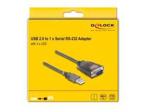 DeLOCK 61400 tussenstuk voor kabels USB A RS-232 Zwart