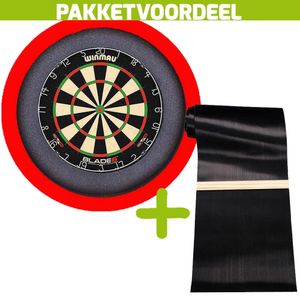 Winmau Blade 6 +  Dartmat 90*300 incl oche + Dartbordverlichting Basic XL Rood