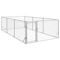 vidaXL Hondenkennel voor buiten met deur 2x4x1 m gegalvaniseerd staal, hondenkooi voor buiten, grote hondenkooi, hondenren voor buiten
