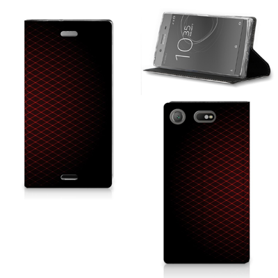 Sony Xperia XZ1 Compact Hoesje met Magneet Geruit Rood Sony Xperia XZ1 Compact Hoesje met Magneet Geruit Rood
