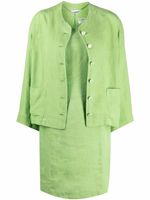 CHANEL Pre-Owned ensemble robe-veste en lin (années 1990) - Vert