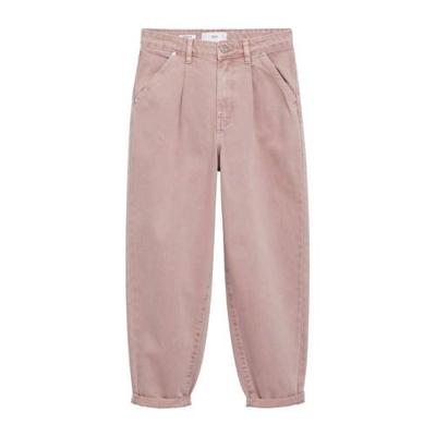 Mango cropped high waist straight fit broek oudroze