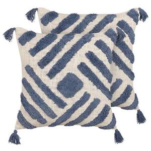 Beliani-JACARANDA -Sierkussen set van 2-Blauw-45 x 45 cm-Katoen