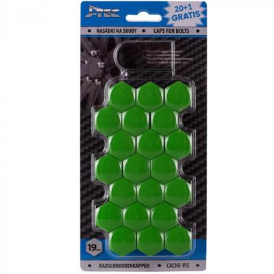 J Tec wielmoerkapjes 19 mm synthetisch groen 20+1 stuks J Tec wielmoerkapjes 19 mm synthetisch groen 20+1 stuks
