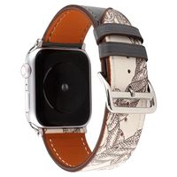 Apple Watch Series 9/8/SE (2022)/7/SE/6/5/4/3/2/1 Patroon Leren Band - 41mm/40mm/38mm - Zwart - thumbnail