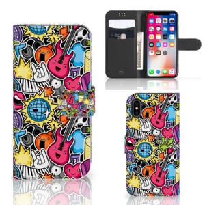 Apple iPhone X | Xs Wallet Case met Pasjes Punk Rock