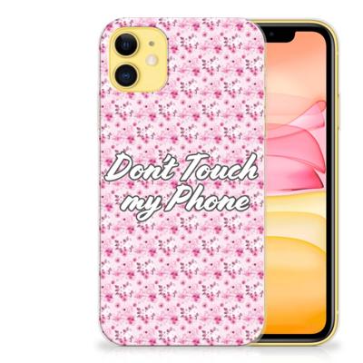 Apple iPhone 11 Silicone-hoesje Flowers Pink DTMP
