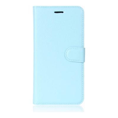 Shop4 - iPhone X Hoesje - Wallet Case Lychee Licht Blauw