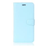 Shop4 - iPhone X Hoesje - Wallet Case Lychee Licht Blauw