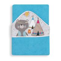 Interbaby Badcape Indianenbeer Junior 100 Cm Katoen Blauw