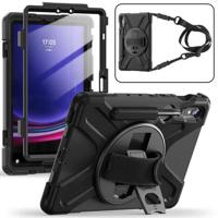 Samsung Galaxy Tab S9 FE/S9 Heavy Duty 360 Cover met Polsbandje - Zwart - thumbnail