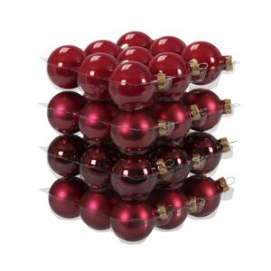 Kleine kerstballen - 36x st - rood tinten - D4 cm - glas - kerstversiering