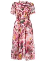 Marchesa Rosa robe mi-longue Salem à fleurs - Rose