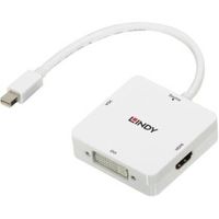 Lindy 38297 video kabel adapter 0,15 m Mini DisplayPort DVI-D + VGA (D-Sub) + HDMI Wit - thumbnail