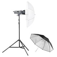 Walimex Pro VE Excellence 150 Studioset (150Ws Studioflitser incl. doorschijnende kap en lampstatief 256 cm, ingebouwde ontspanner ontvanger)