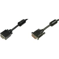 Digitus AK-320300-020-S DVI-kabel DVI / VGA Adapterkabel DVI-I 24+5-polige stekker, VGA-stekker 15-polig 2.00 m Zwart Schroefbaar, Met Ferrietkern