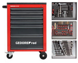 Gedore R21560004 | Gereedschapwagen MECHANIC | 6 laden | Rood | 129-Delig 3301673