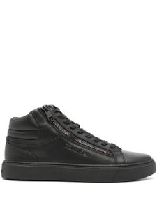 Calvin Klein logo-debossed leather sneakers - Noir