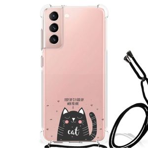 Samsung Galaxy S21 FE Stevig Bumper Hoesje Cat Good Day