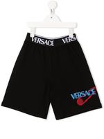 Versace Kids short de sport à bande logo - Noir - thumbnail