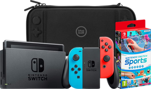 Nintendo Switch Rood/Blauw + Nintendo Switch Sports + BlueBuilt Beschermhoes